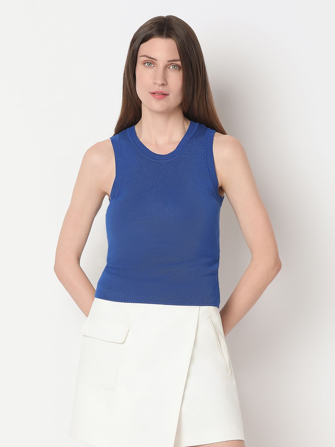Blue Ribbed Top
