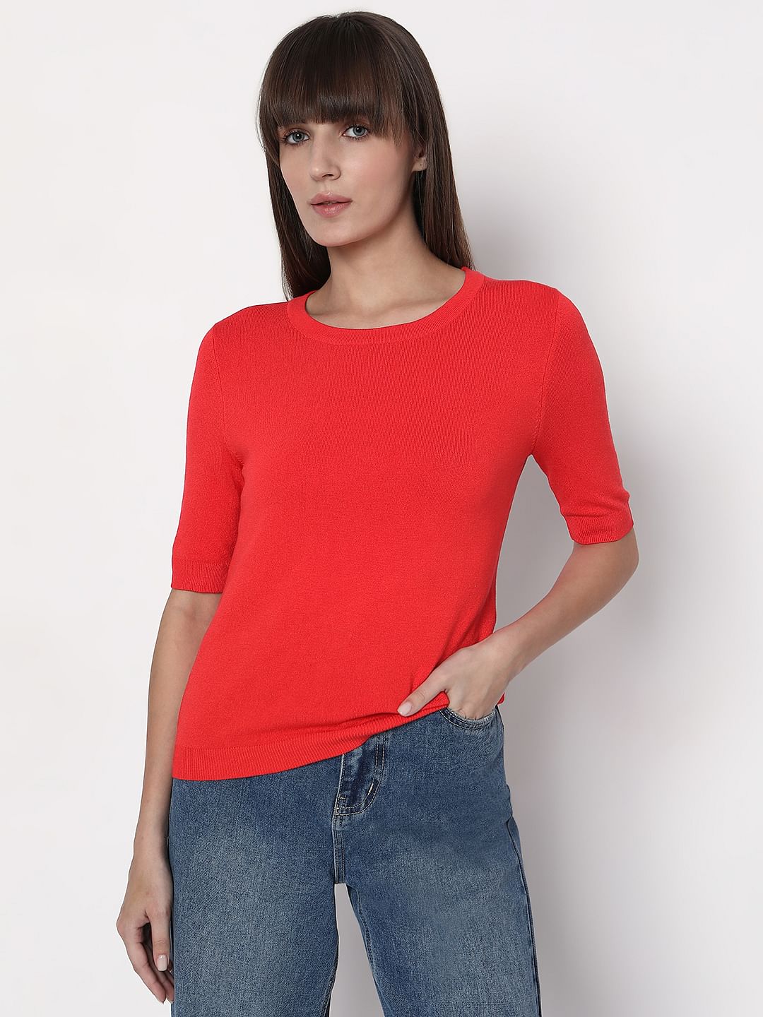 Poppy Red Knit Top