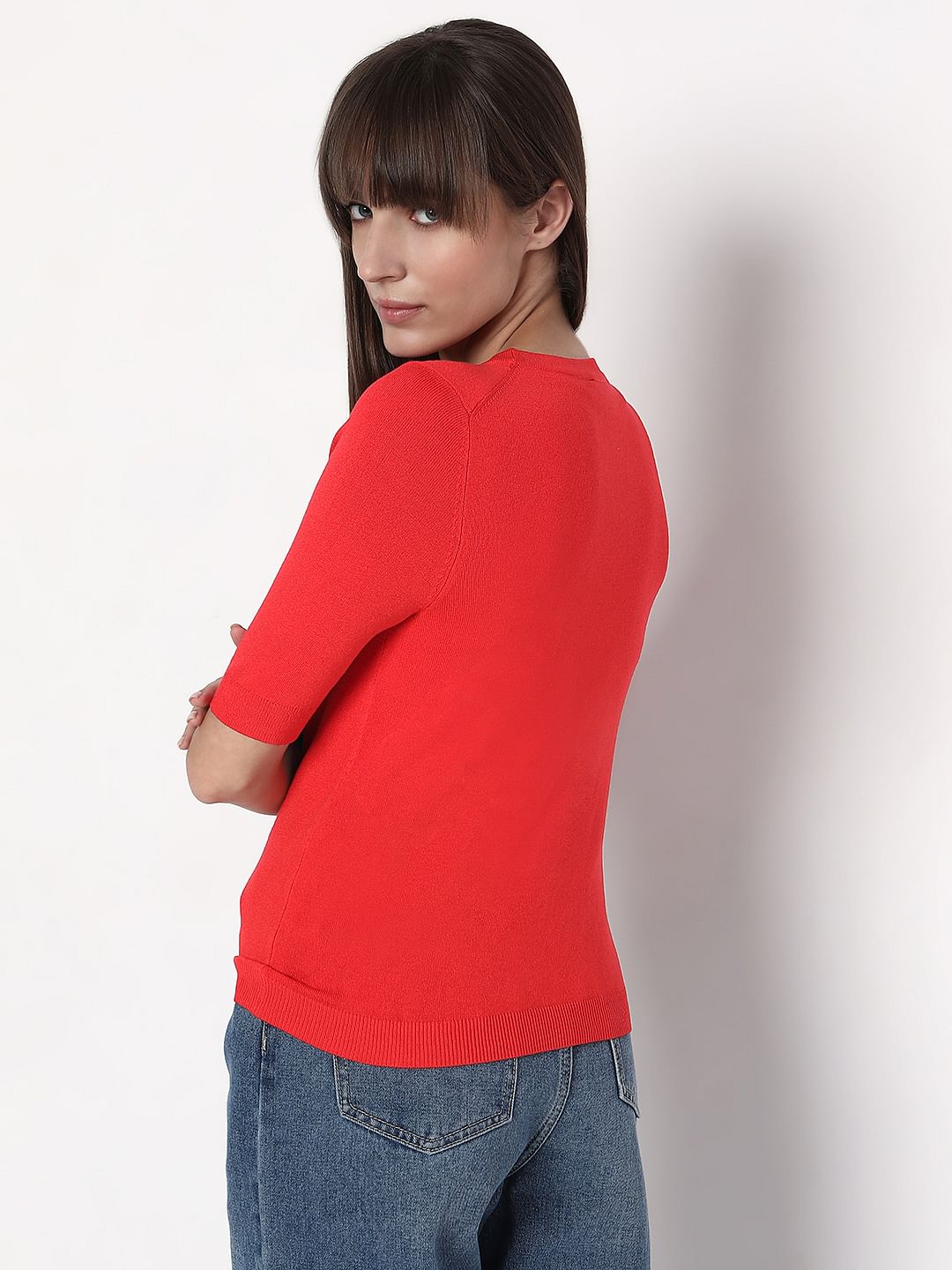 Poppy Red Knit Top