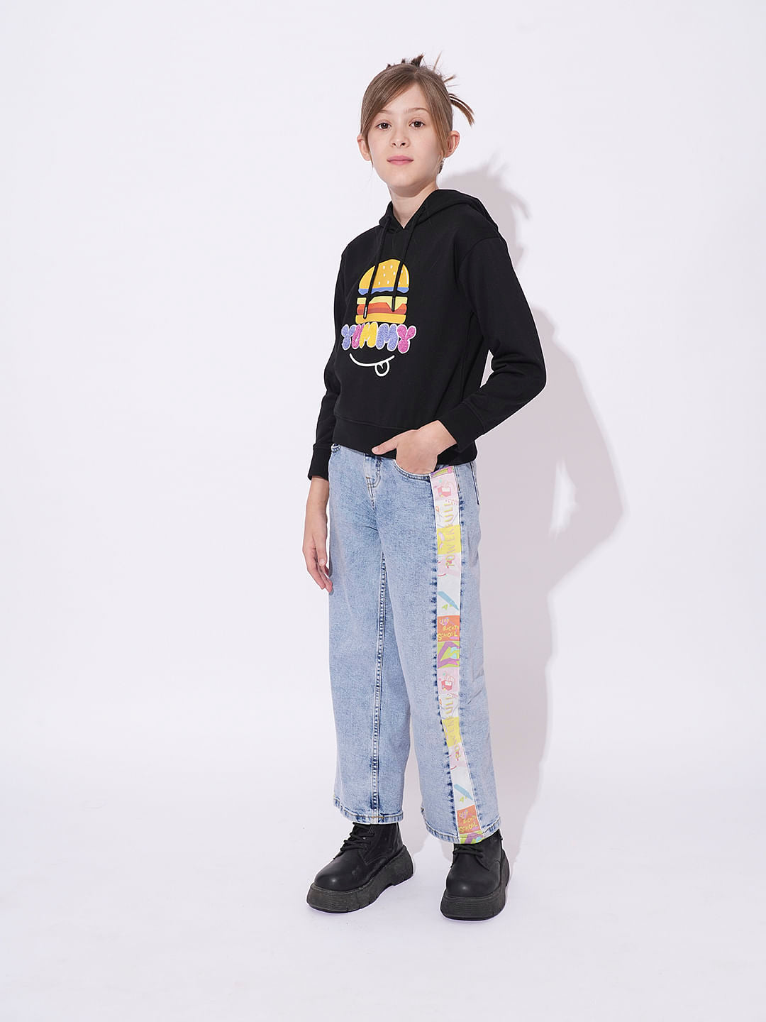 Girls Black Hooded Sweatshirt