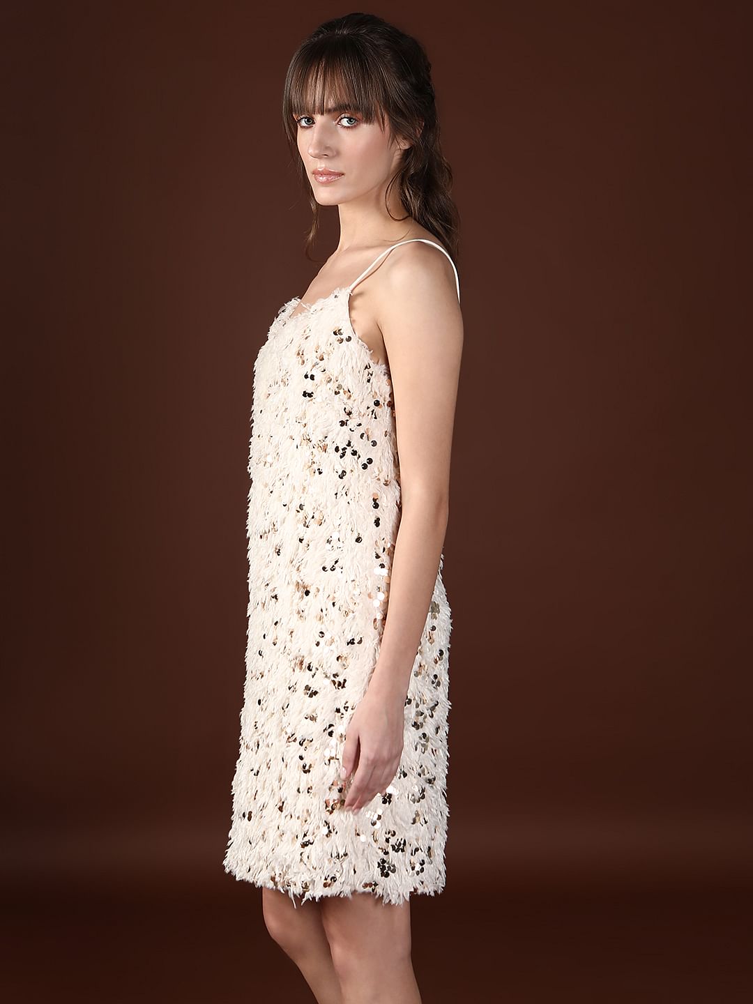 Ivory Sequined Short Dress