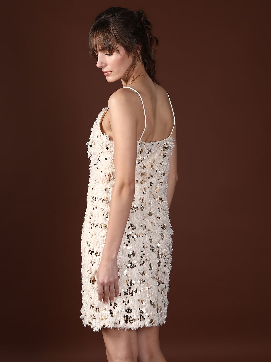 Ivory Sequined Short Dress