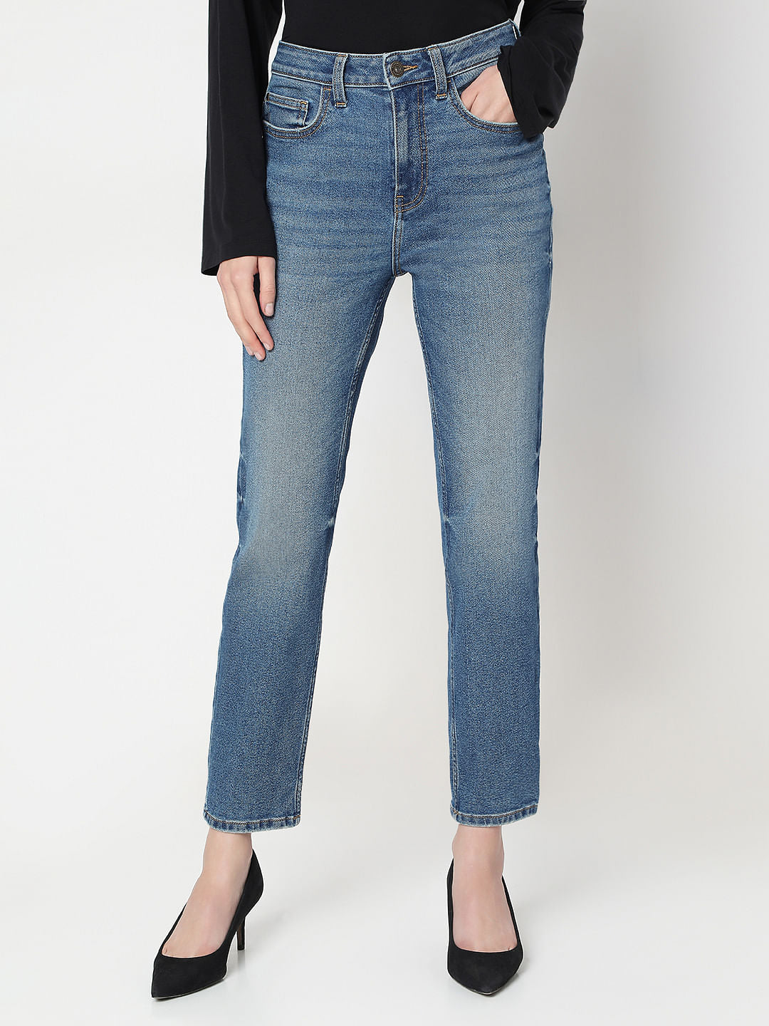 Blue High Rise Skinny Fit Jeans