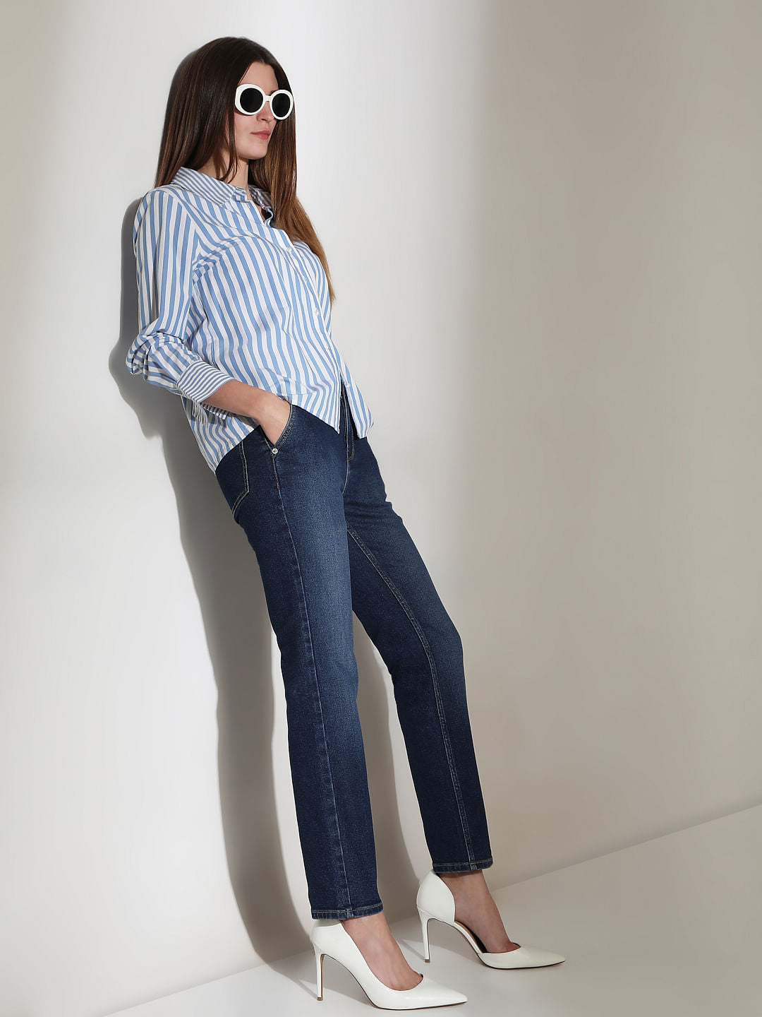 Dark Blue High Rise Skinny Fit Jeans