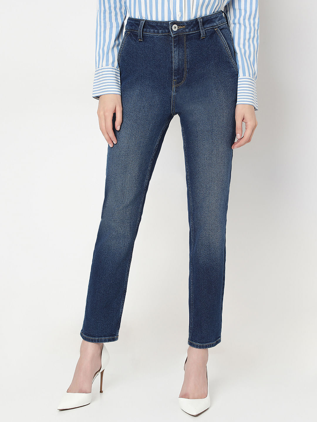 Dark Blue High Rise Skinny Fit Jeans