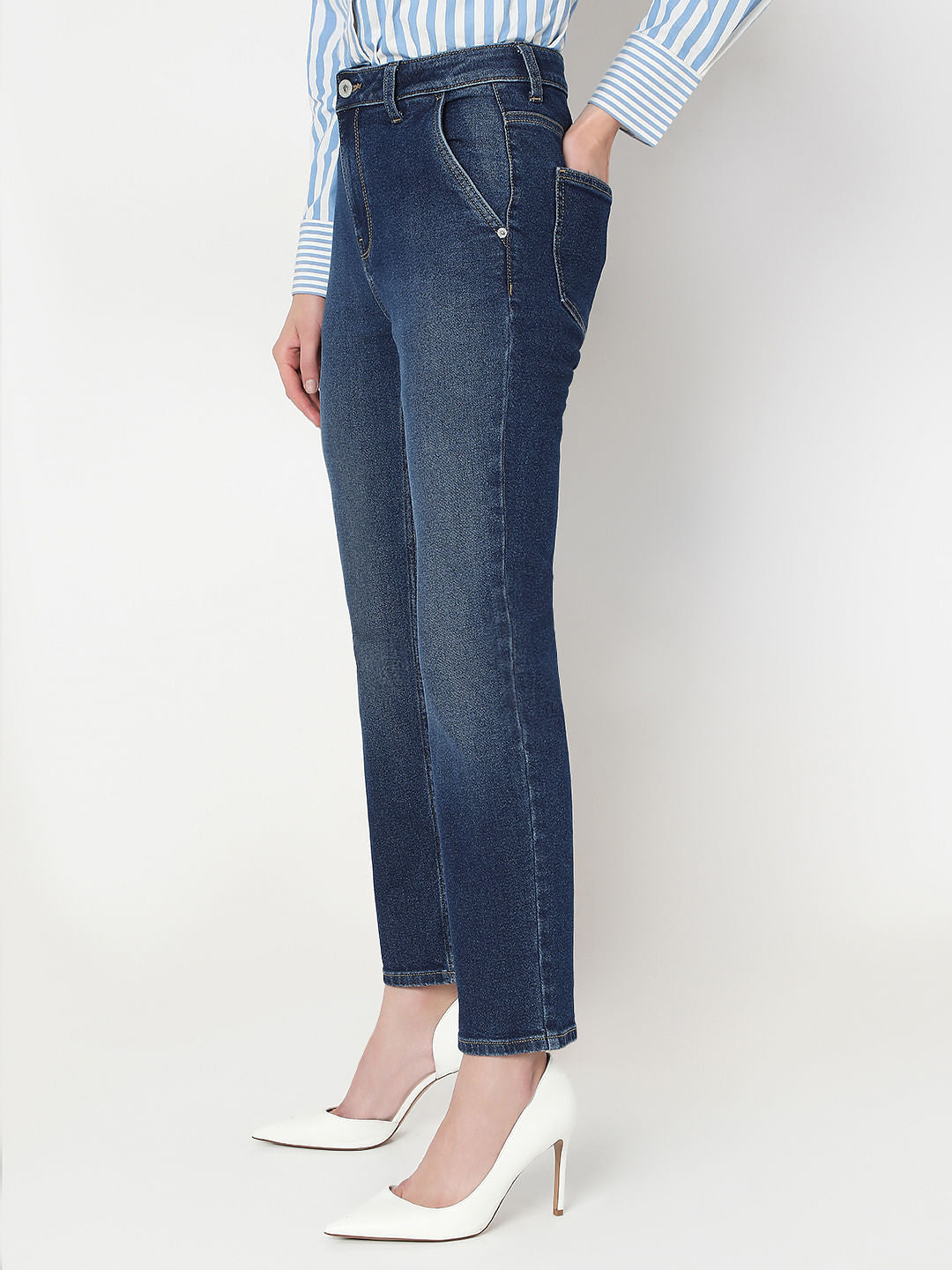 Dark Blue High Rise Skinny Fit Jeans