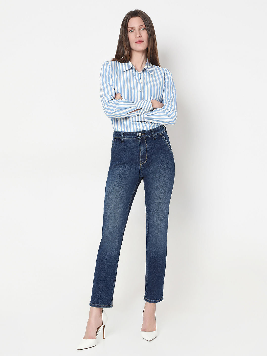 Dark Blue High Rise Skinny Fit Jeans