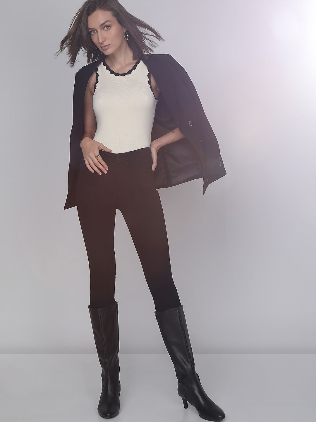 Black High Rise Skinny Fit Jeans