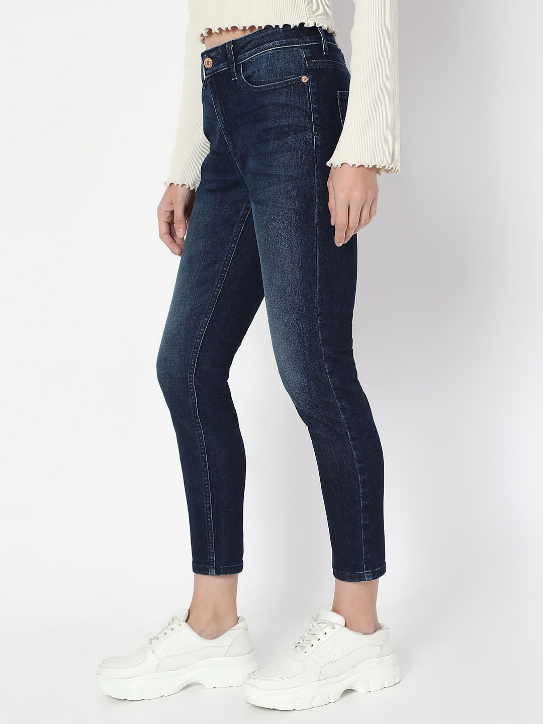 Dark Blue High Rise Skinny Fit Jeans