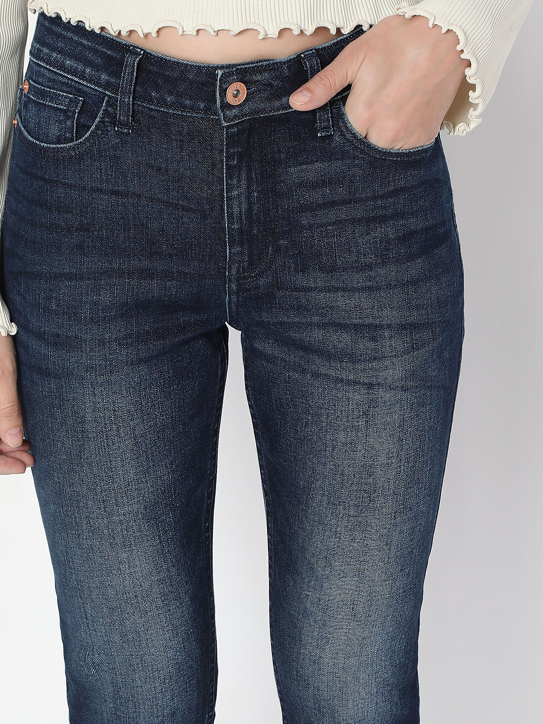 Dark Blue High Rise Skinny Fit Jeans