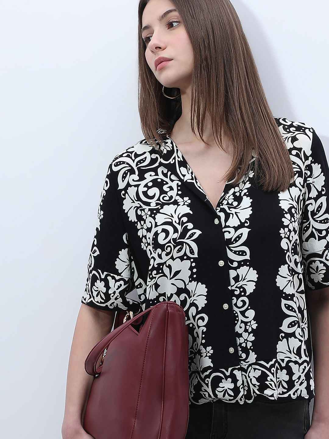 Black Printed Viscose Shirt