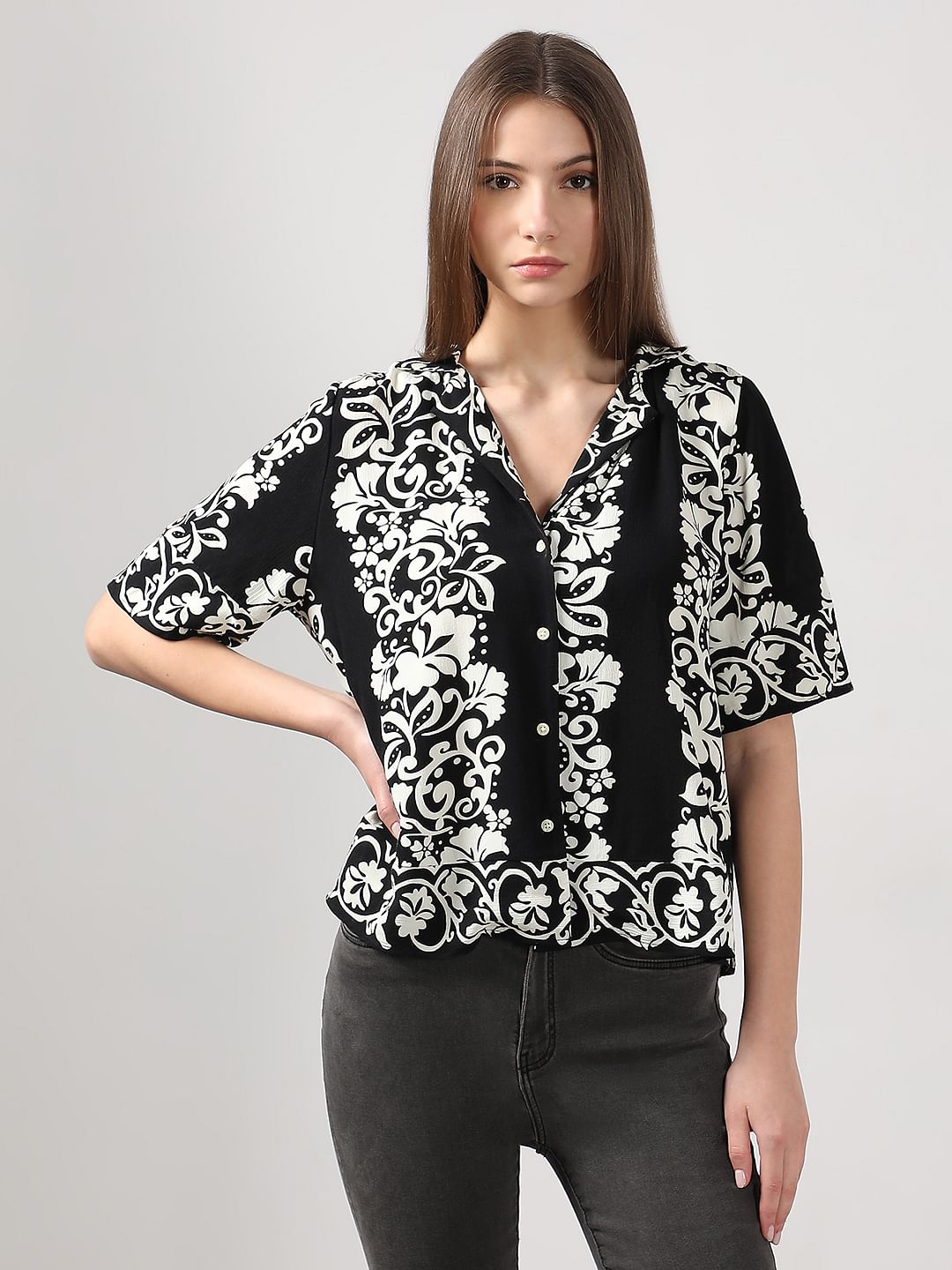 Black Printed Viscose Shirt