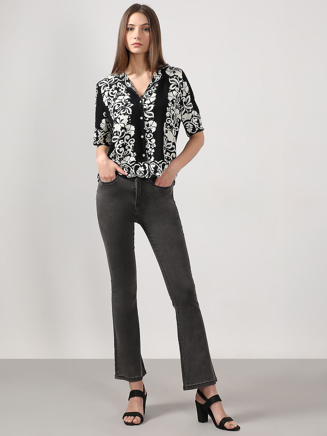 Black Printed Viscose Shirt