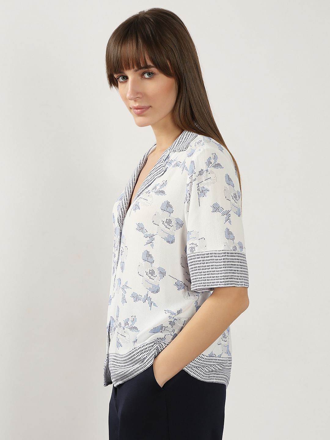 White Printed Viscose Shirt