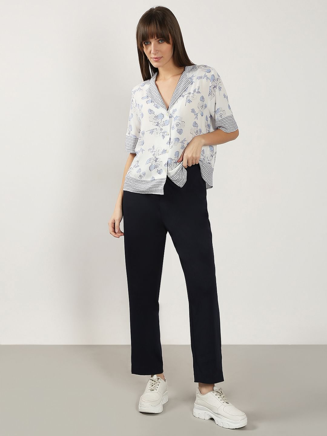 White Printed Viscose Shirt