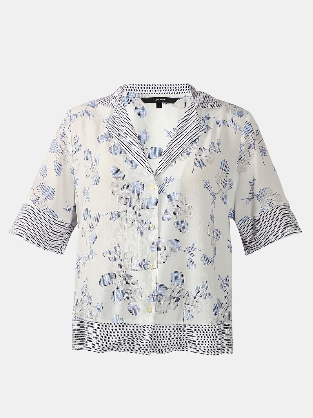 White Printed Viscose Shirt
