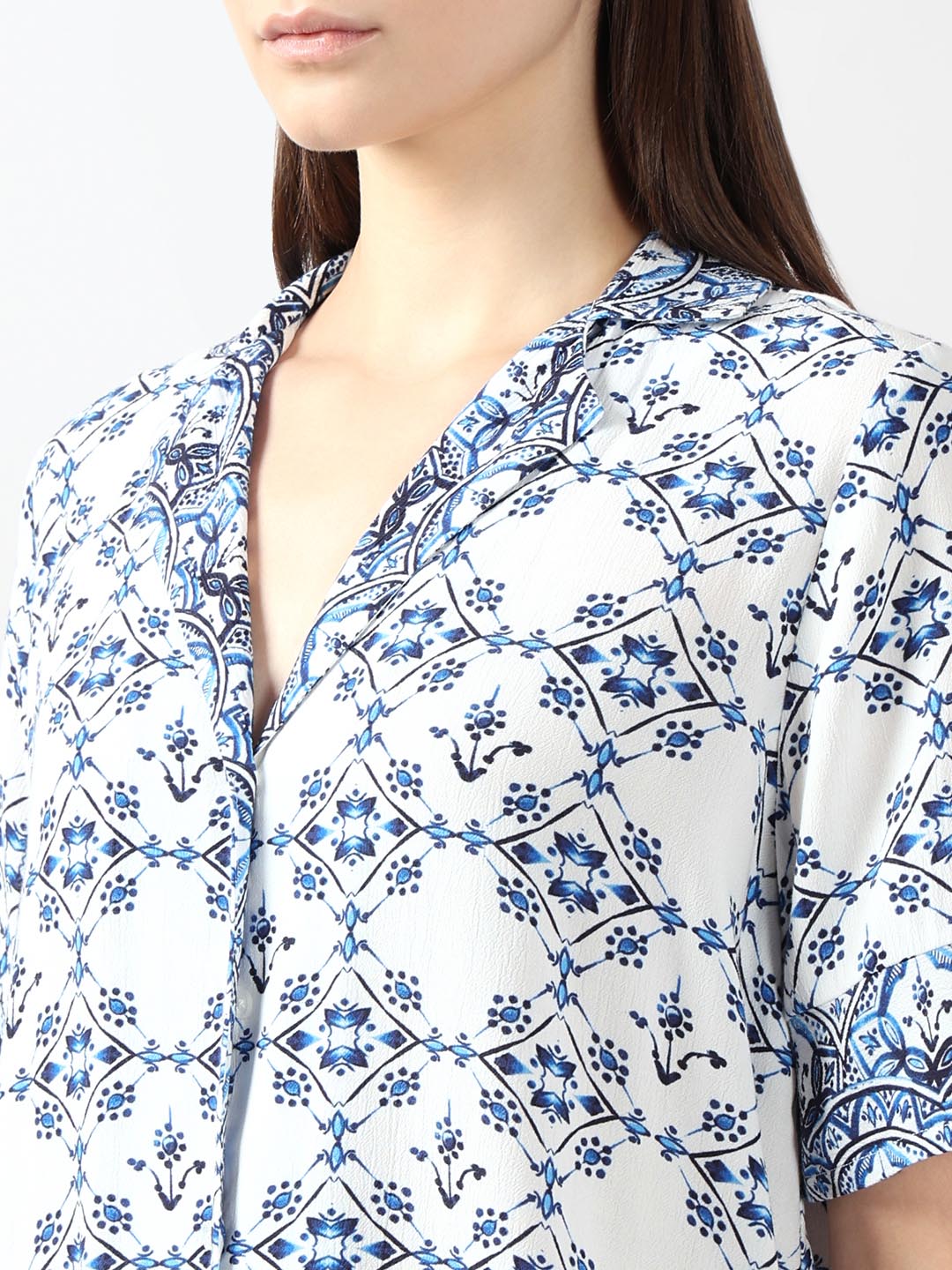 Vero Moda Blue Printed Viscose Shirt