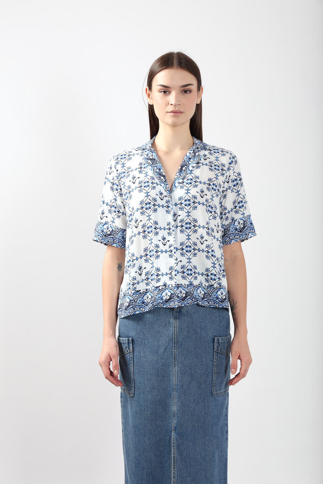 Vero Moda Blue Printed Viscose Shirt
