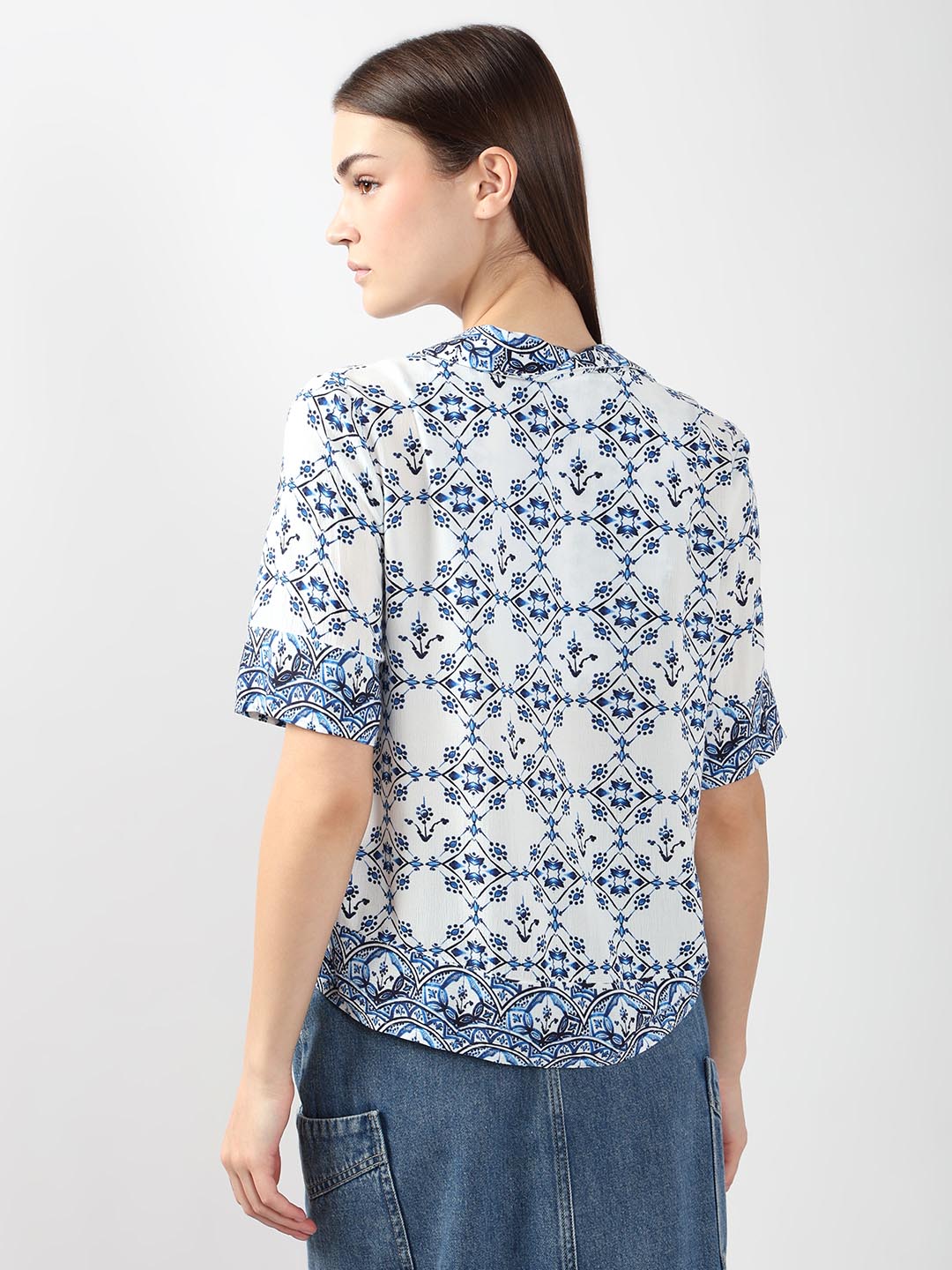 Vero Moda Blue Printed Viscose Shirt