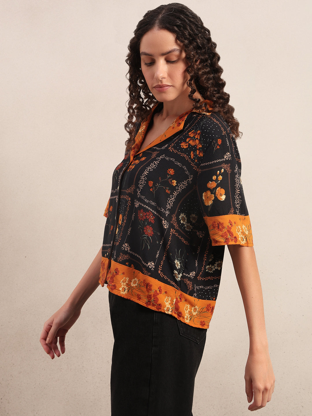 Floral Viscose Short Sleeves Shirt