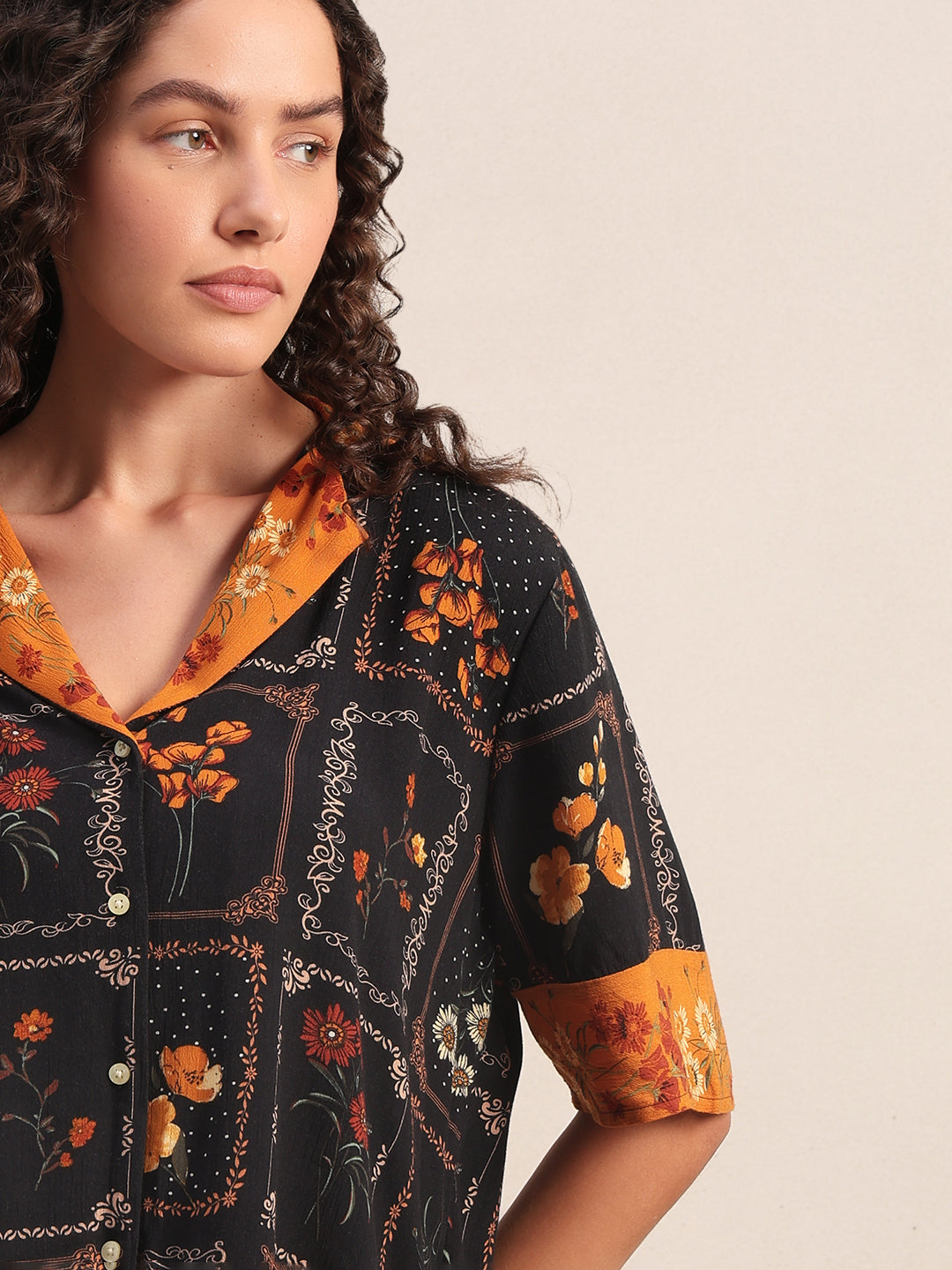 Floral Viscose Short Sleeves Shirt