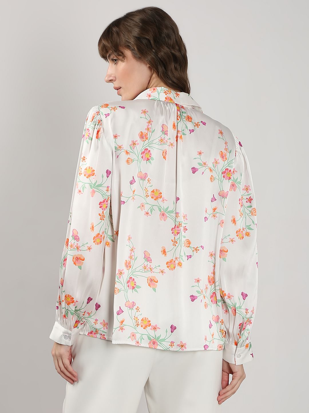 White Floral Printed Shirt