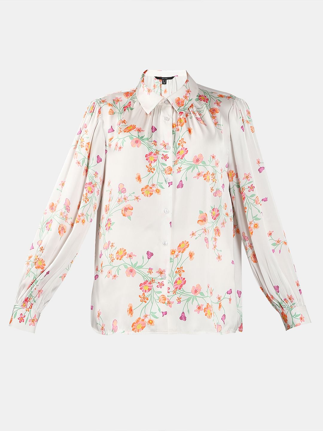 White Floral Printed Shirt