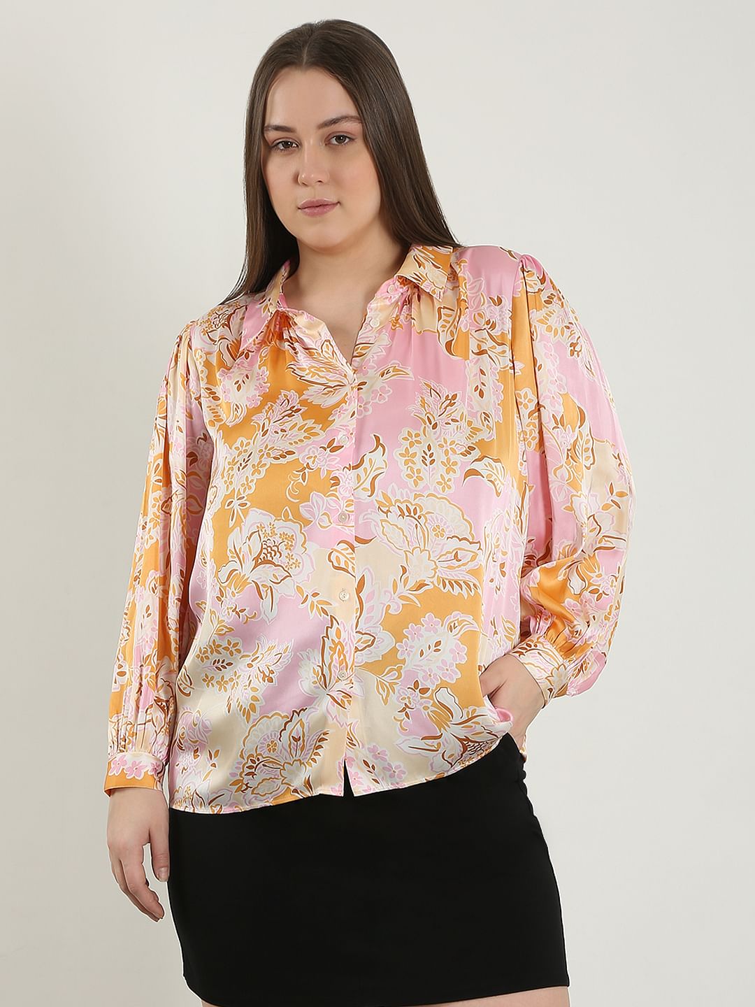 Curve Pink Printed Shirt