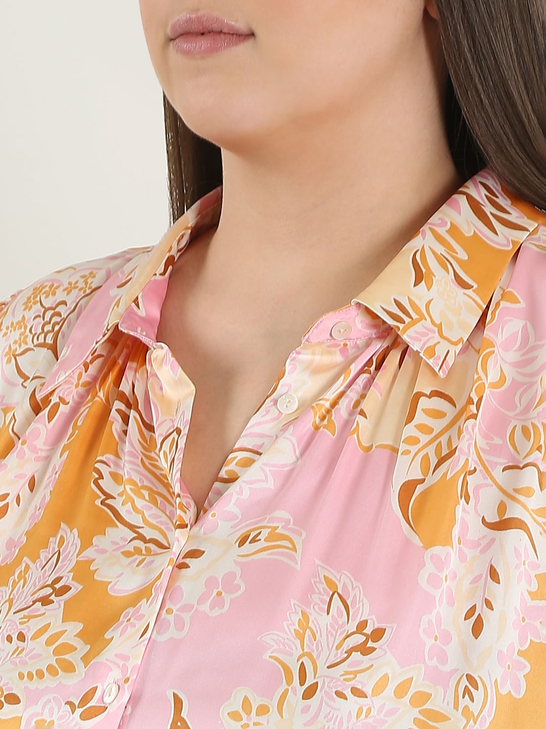 Curve Pink Printed Shirt