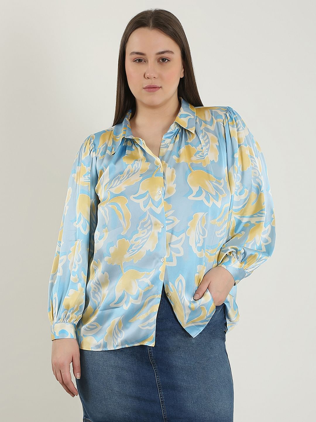 Curve Blue Printed Shirt