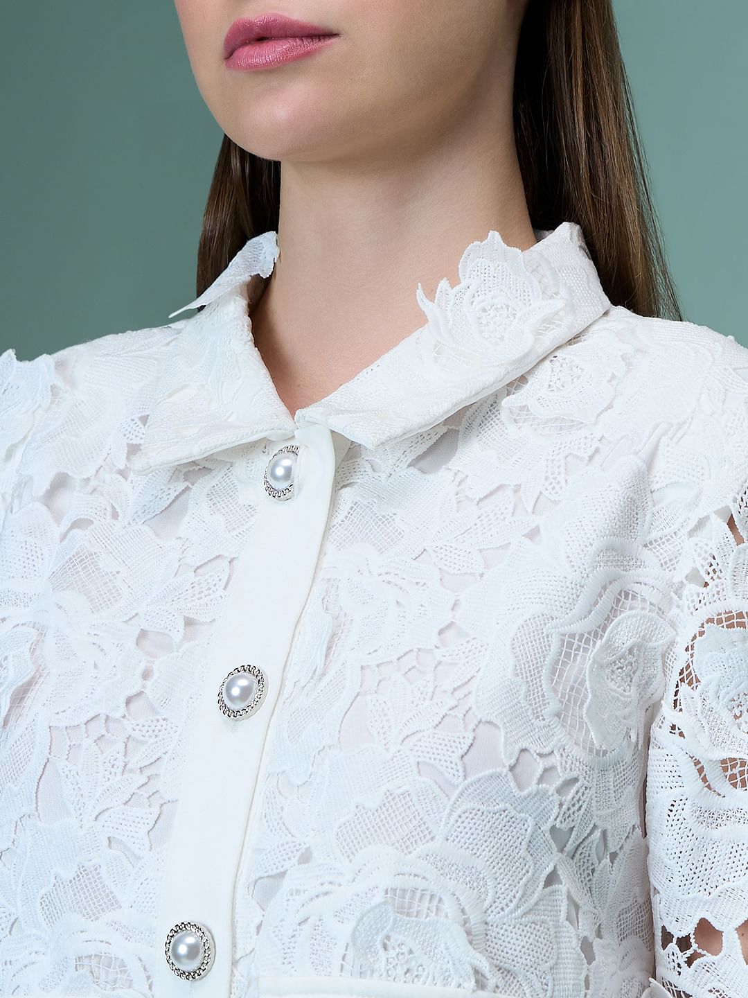 Marquee White Lace Co-Ord Set Shacket