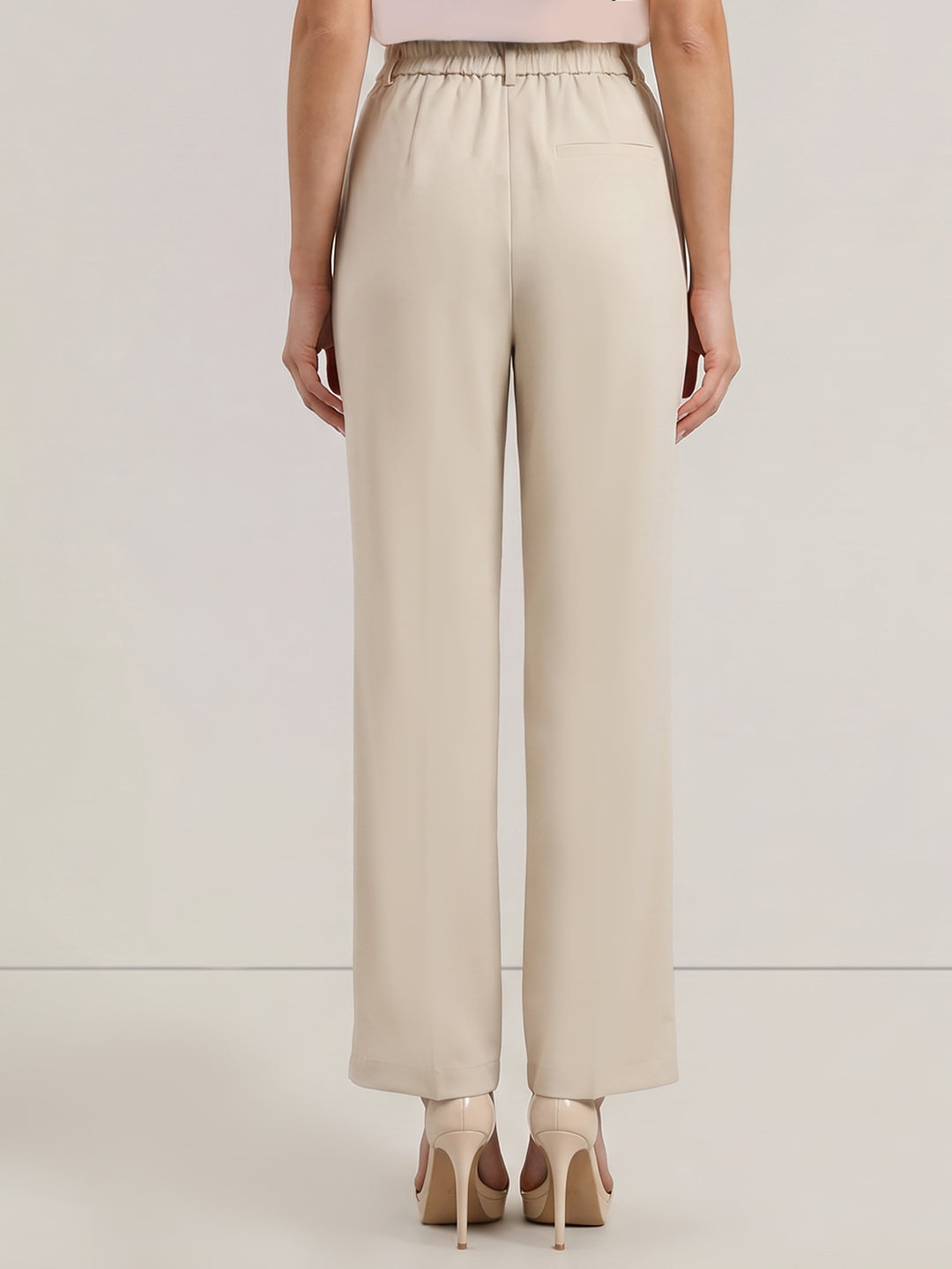 Beige Straight Fit Pants