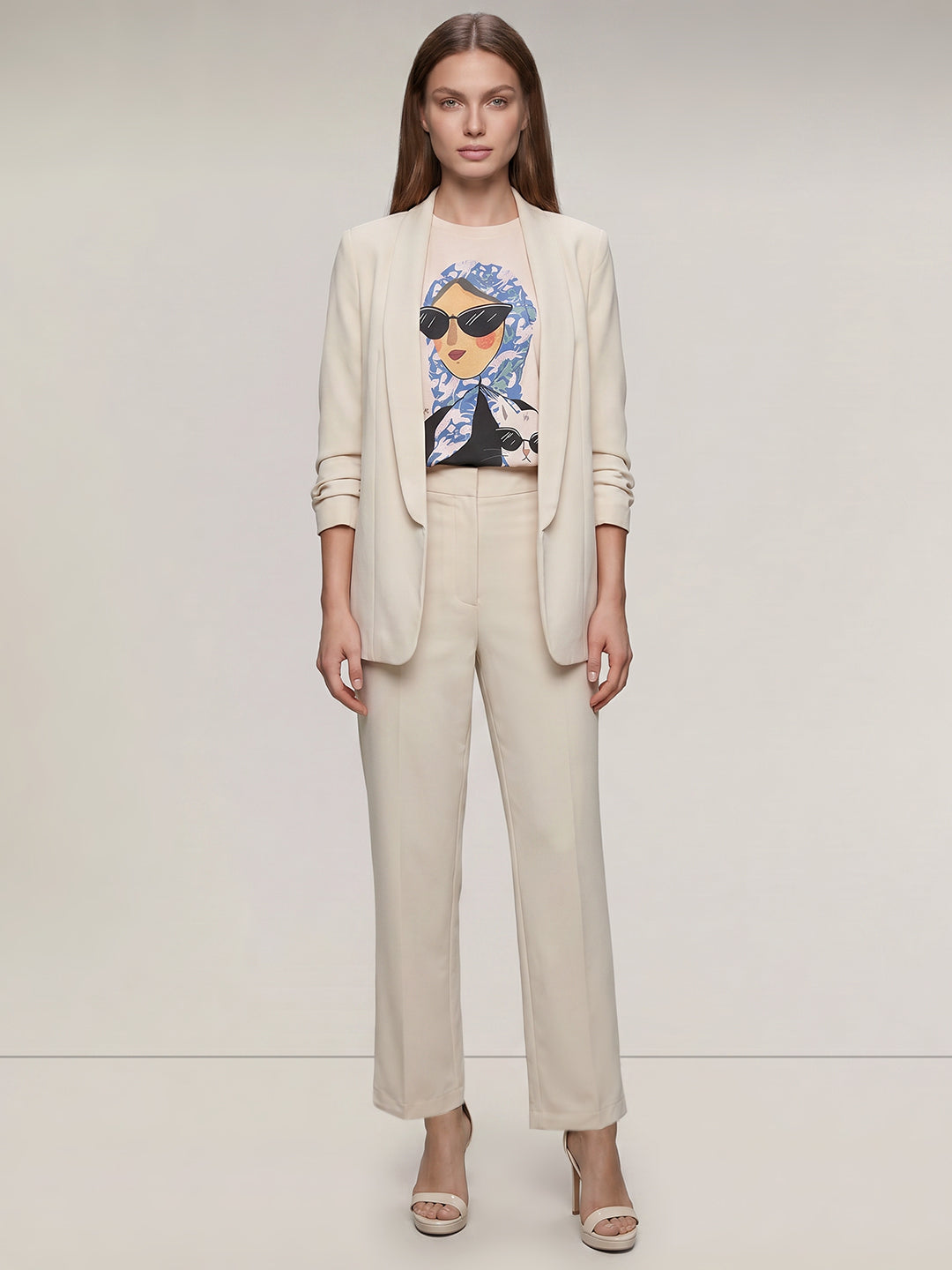 Beige Straight Fit Pants