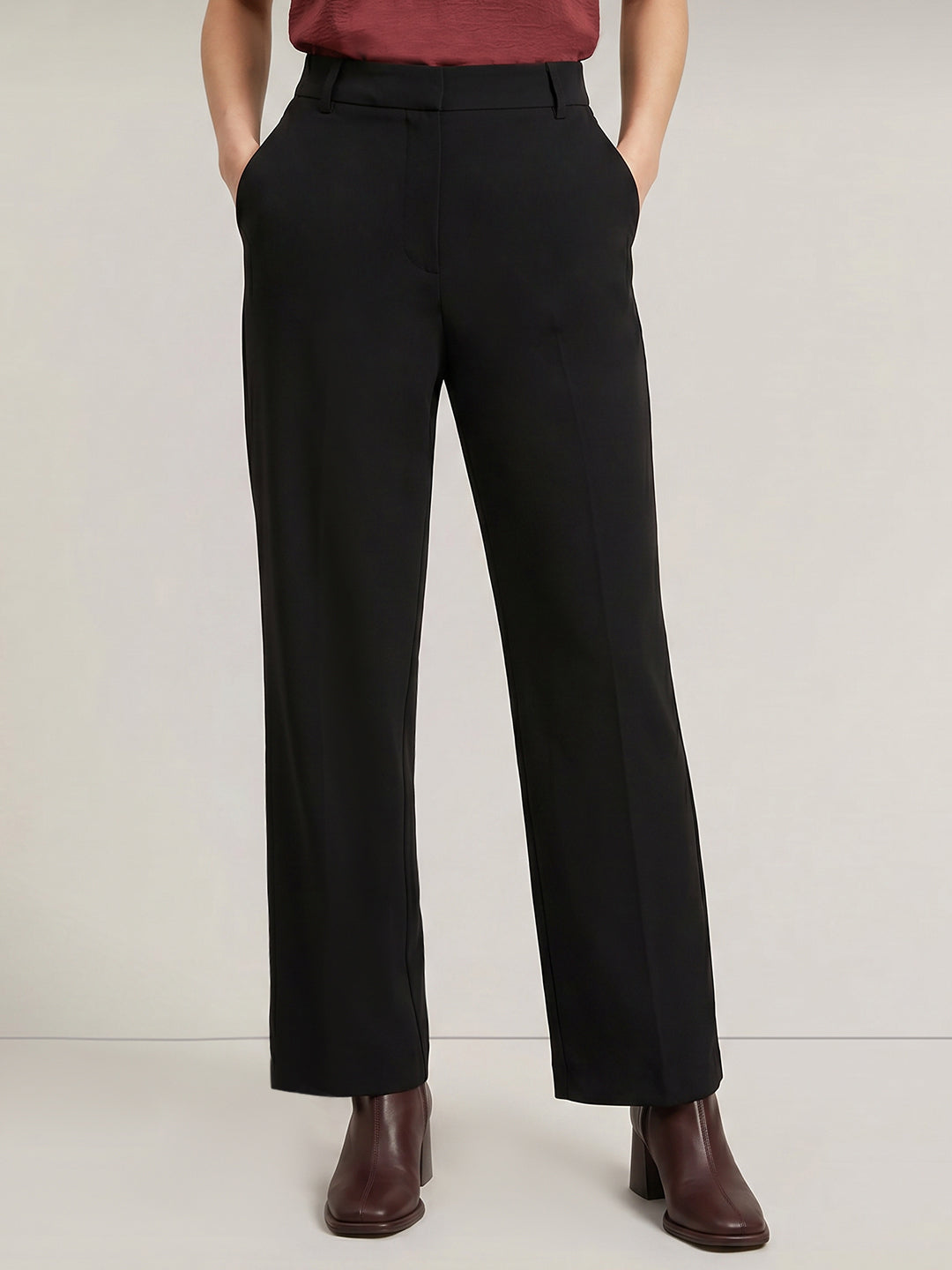 Black Straight Fit Pants