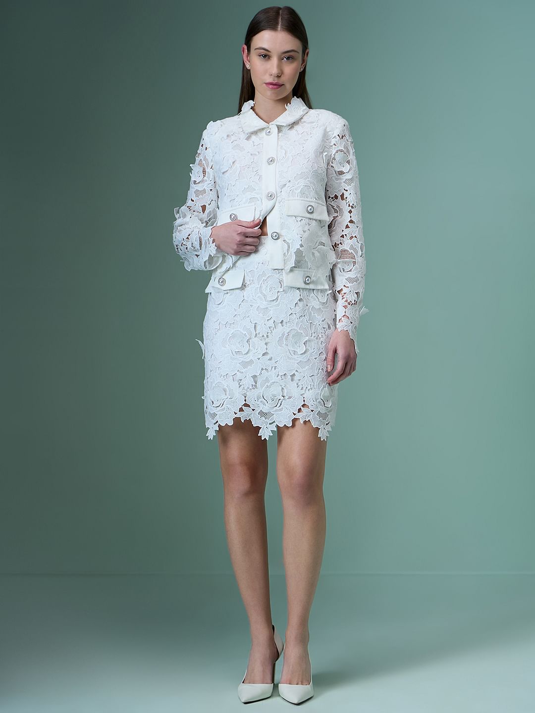 Marquee White Lace Co-Ord Set Skirt