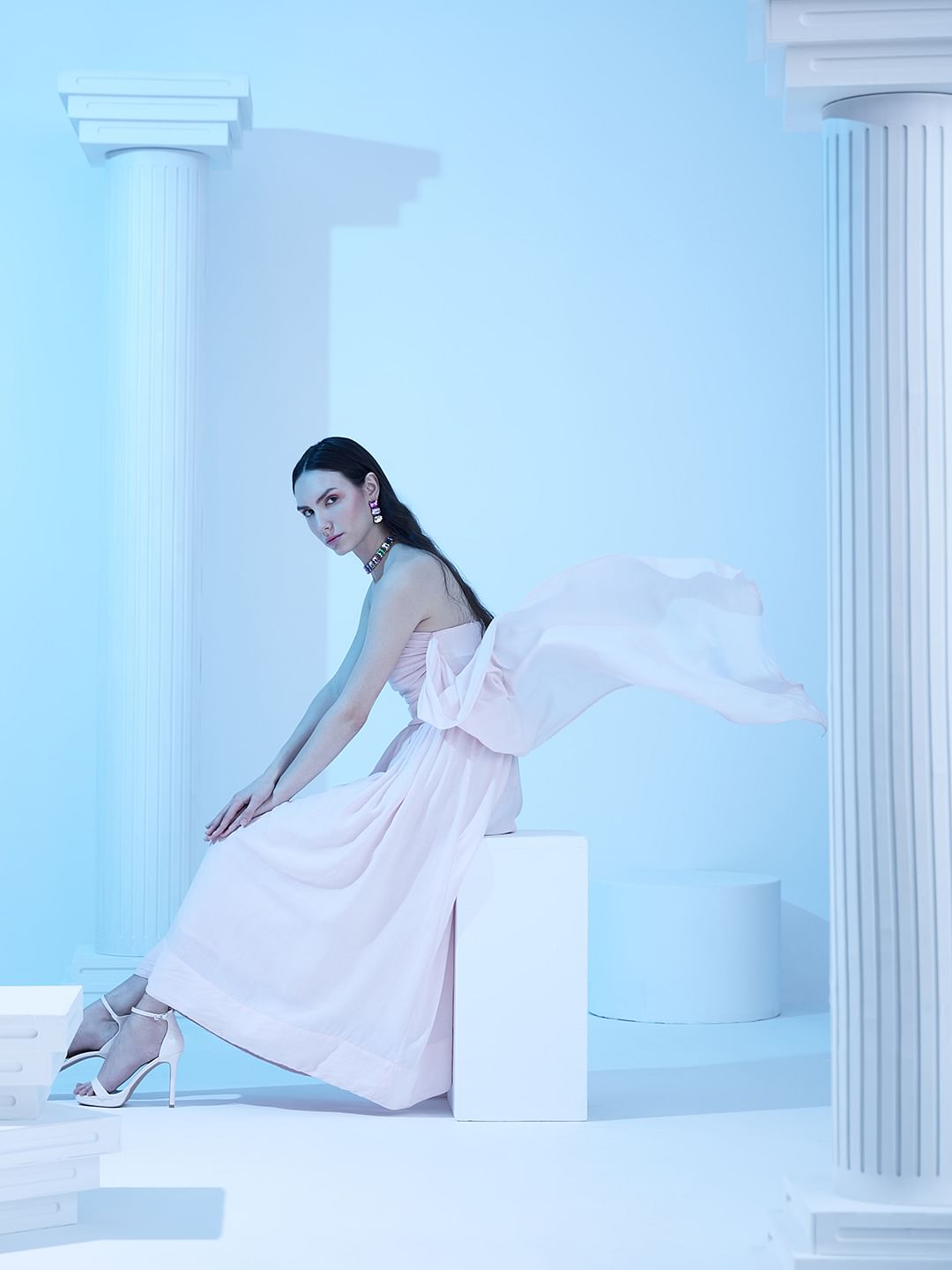 Light Pink Bow Detail Strappy Dress