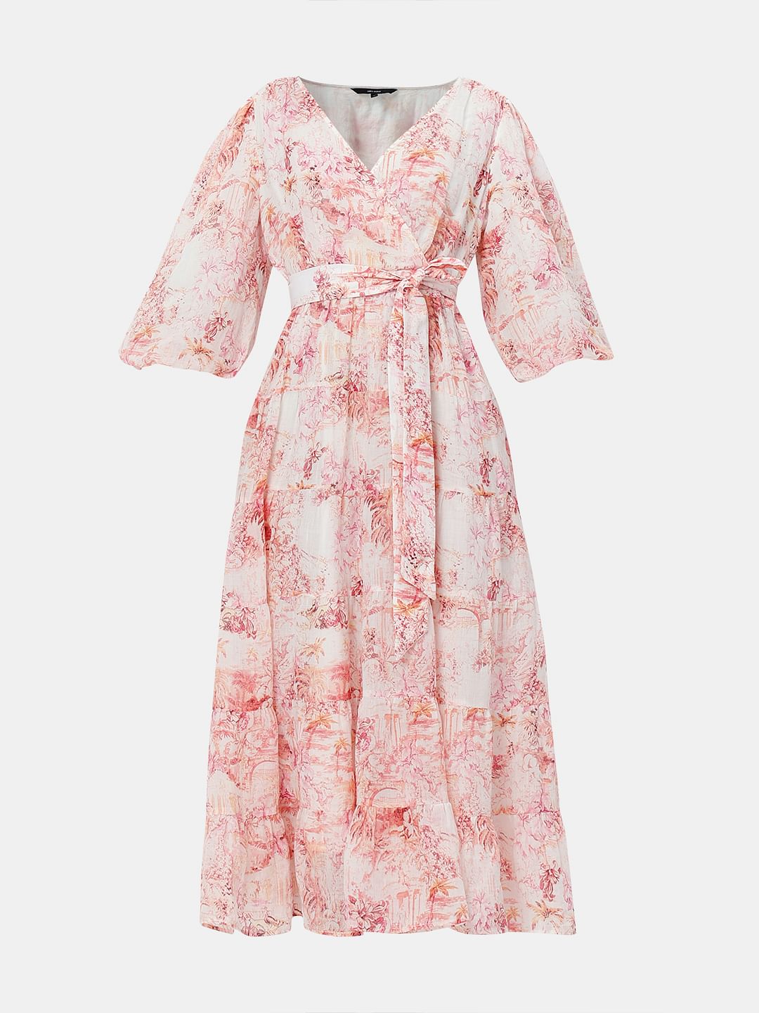 Pink Floral Print Maxi Dress