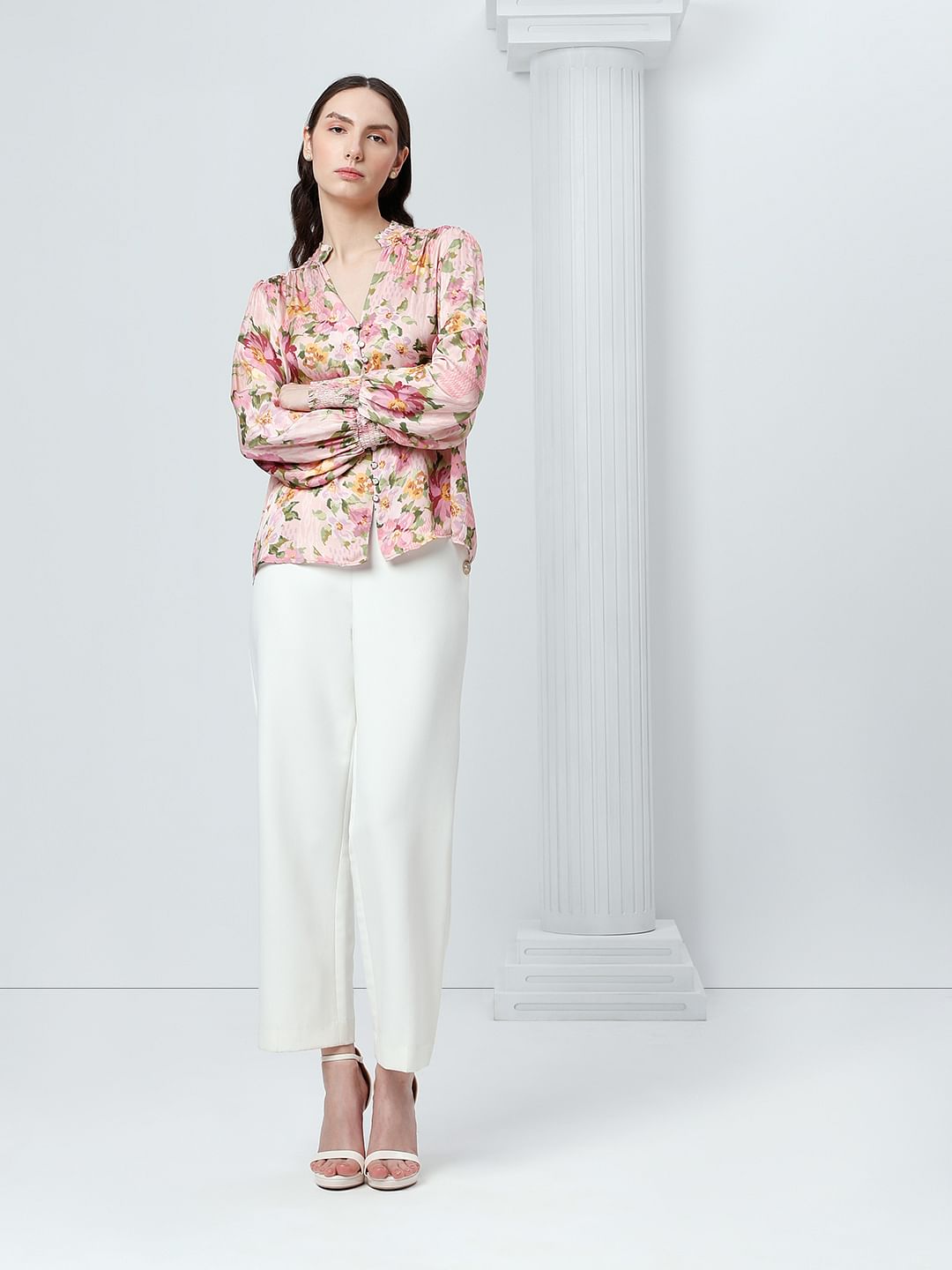 Pink Floral Print Top