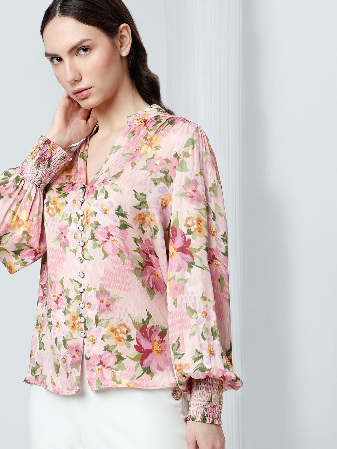 Pink Floral Print Top