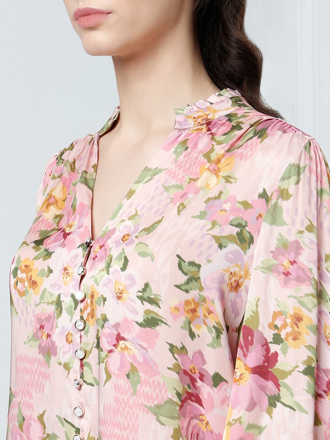 Pink Floral Print Top