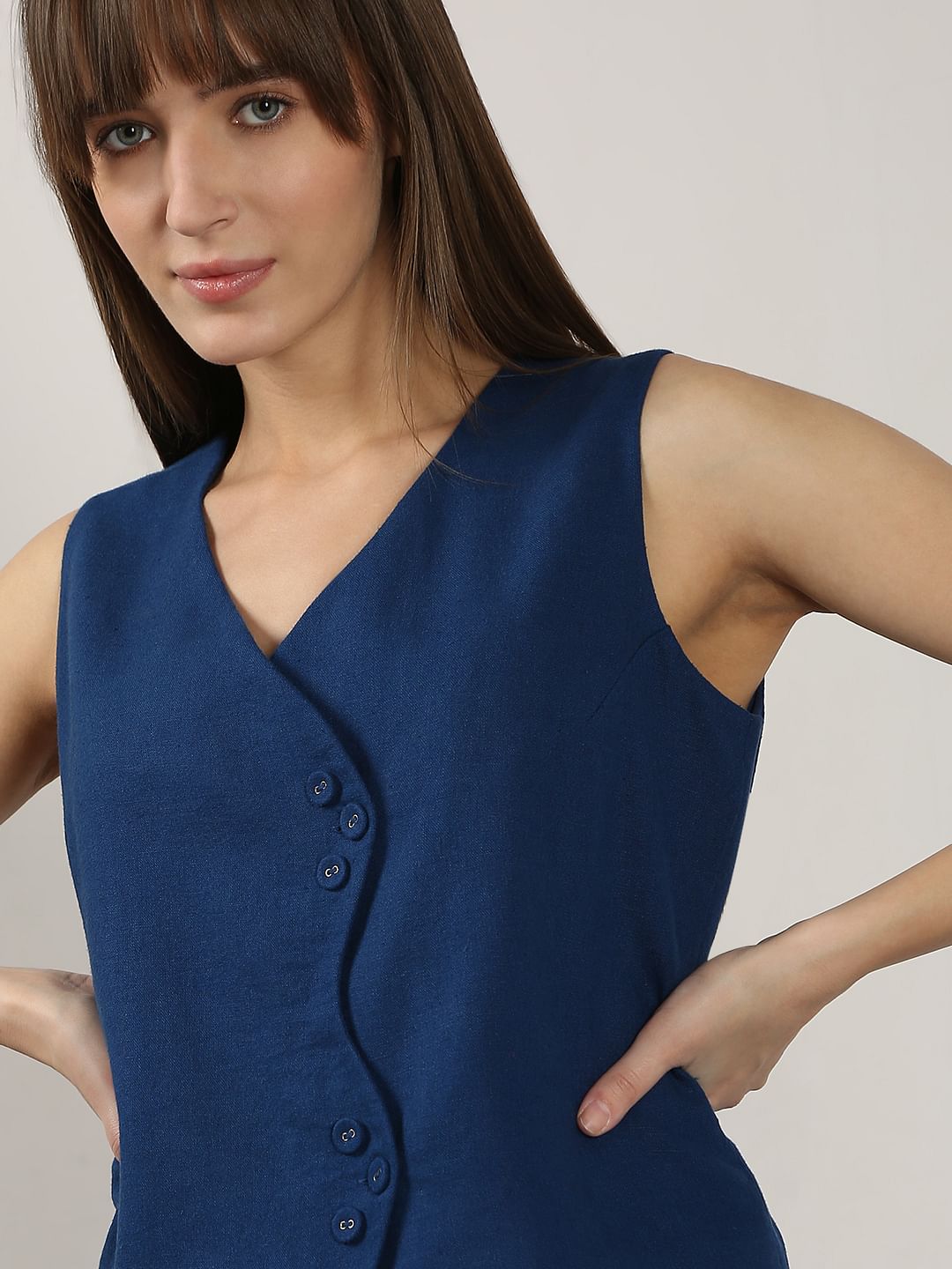 Blue Linen Co-Ord Set Vest