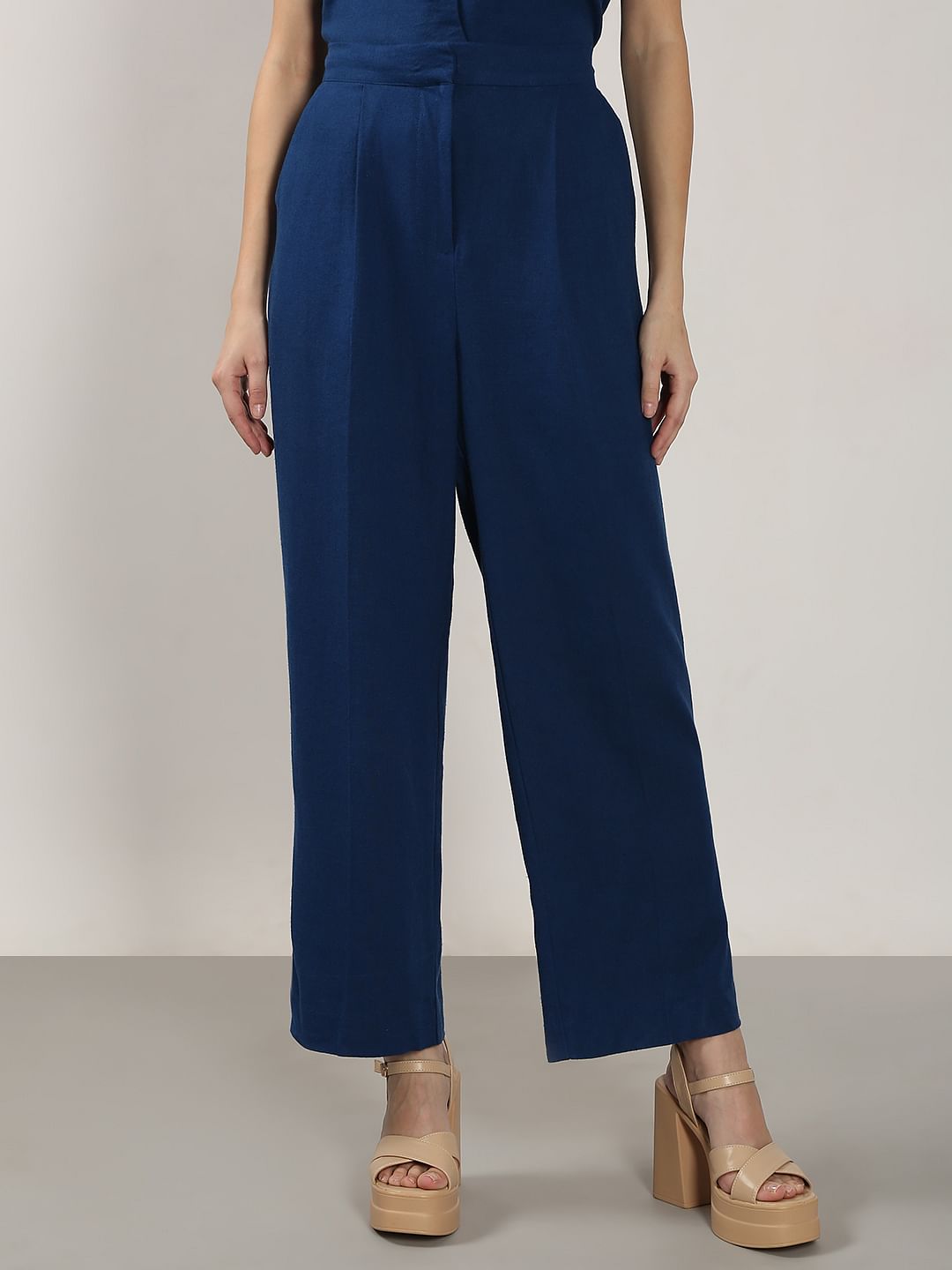Blue Linen Co-Ord Set Pants