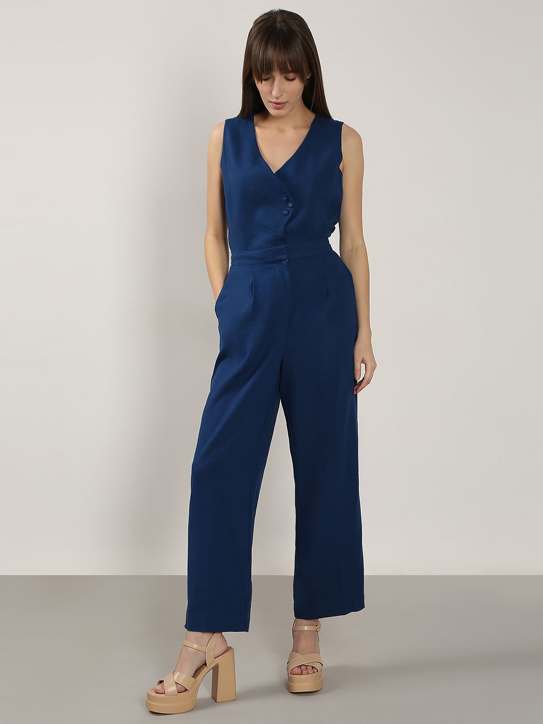 Blue Linen Co-Ord Set Pants