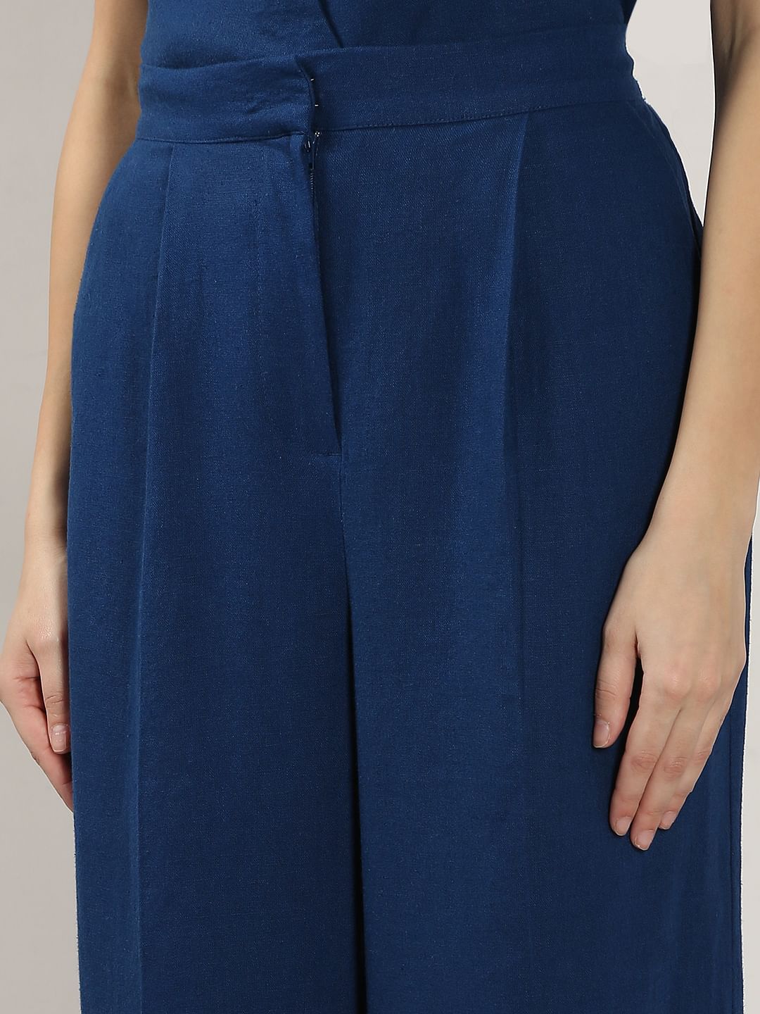 Blue Linen Co-Ord Set Pants