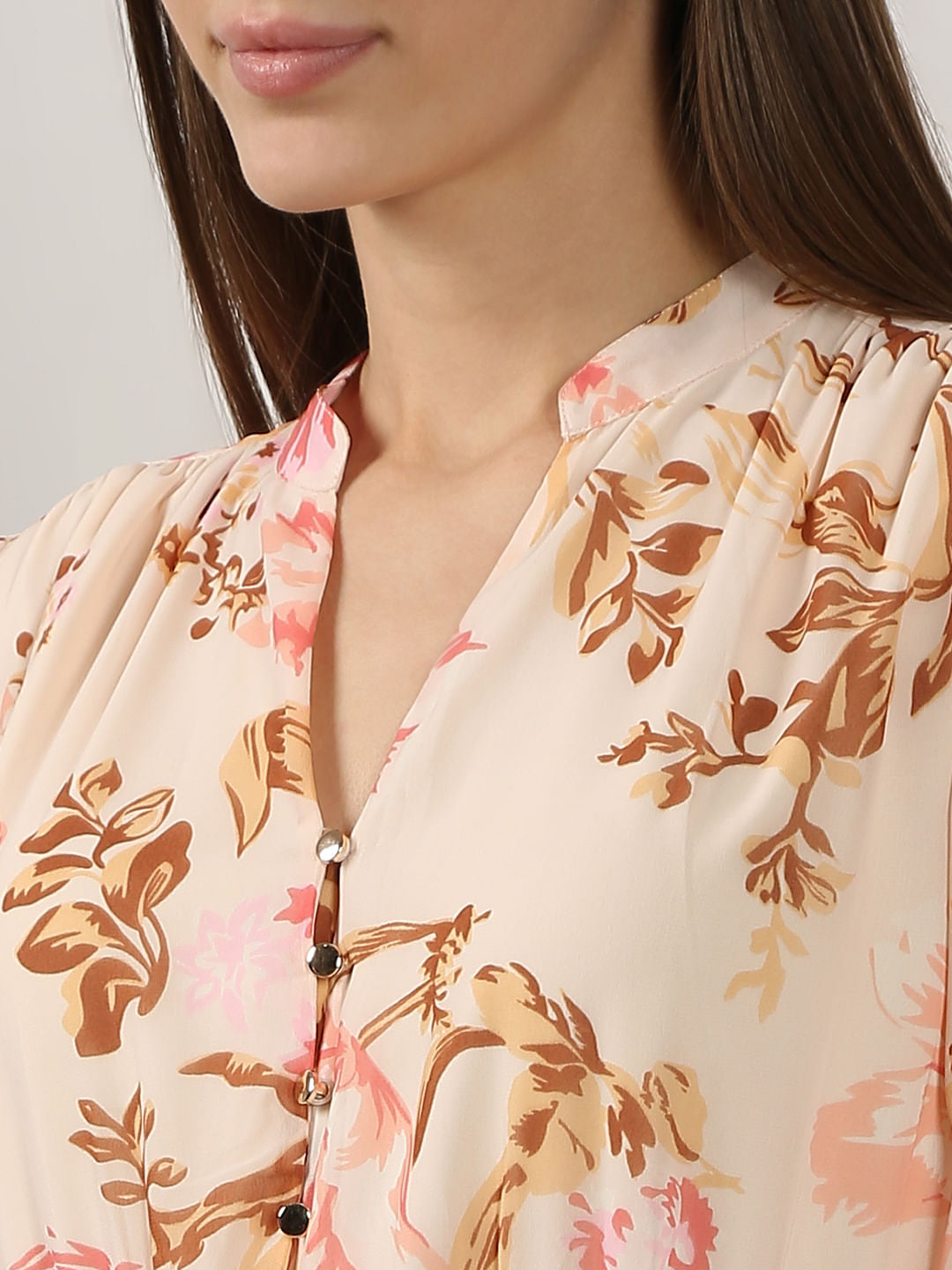 Peach Floral Midi Dress