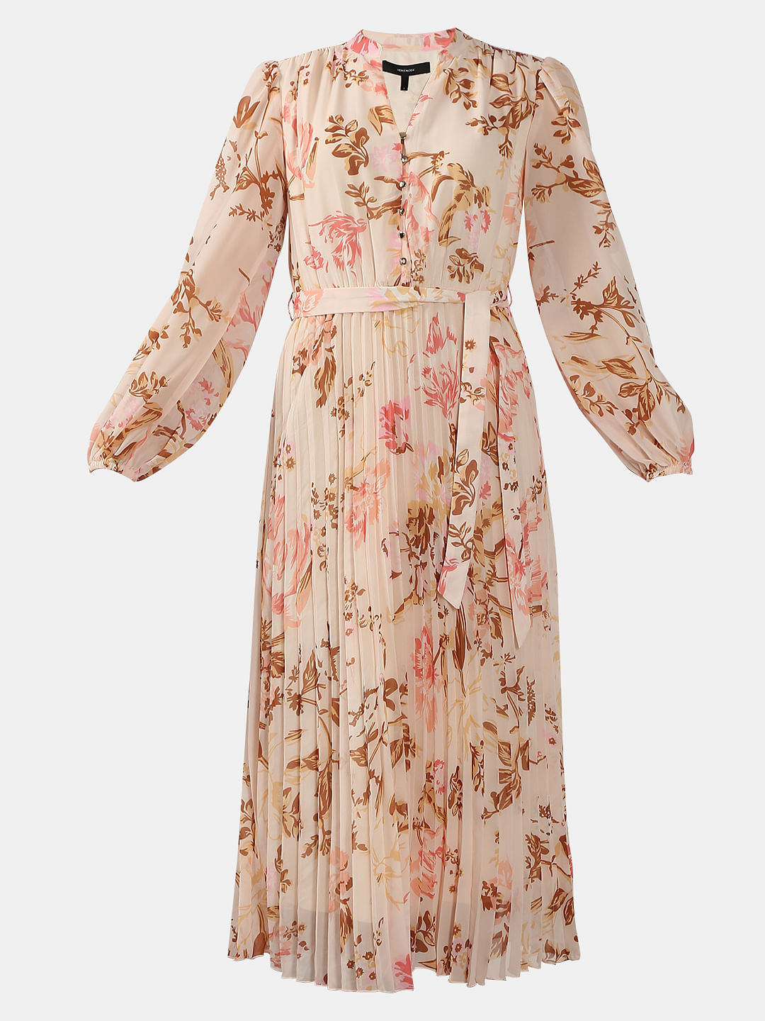 Peach Floral Midi Dress