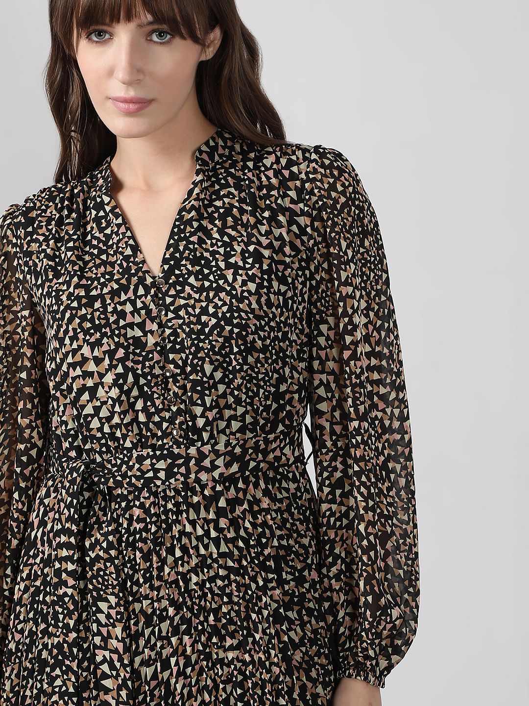 Black Printed Midi Dress