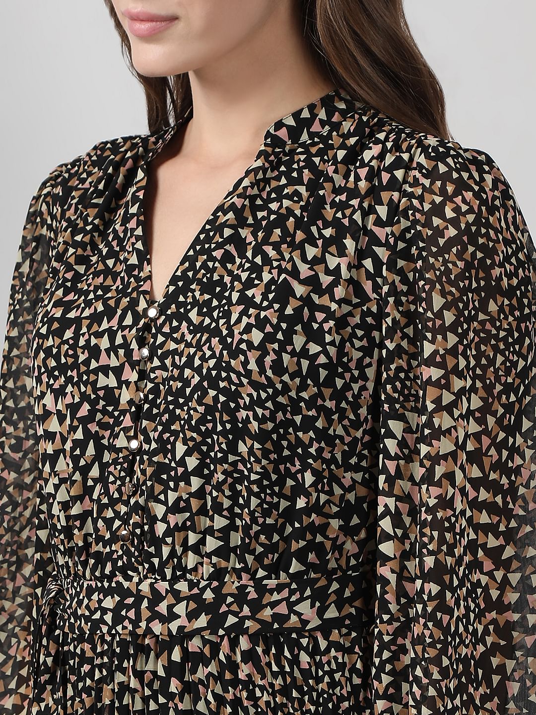 Black Printed Midi Dress