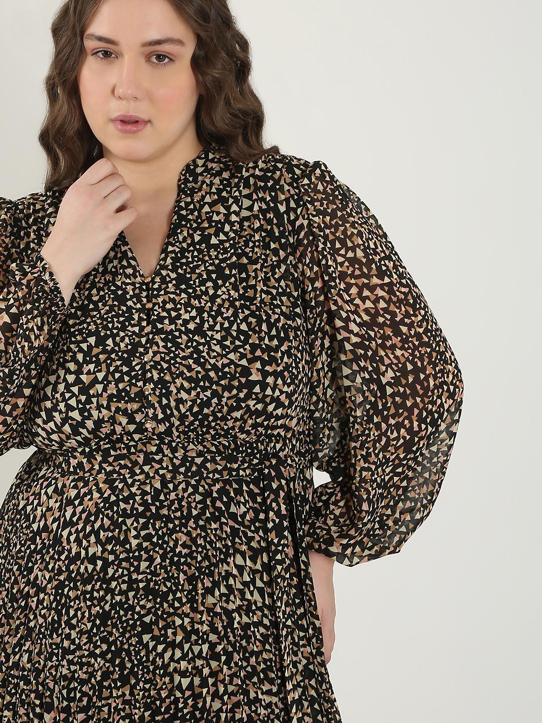 Vero Moda Curve Black Printed Midaxi Dress