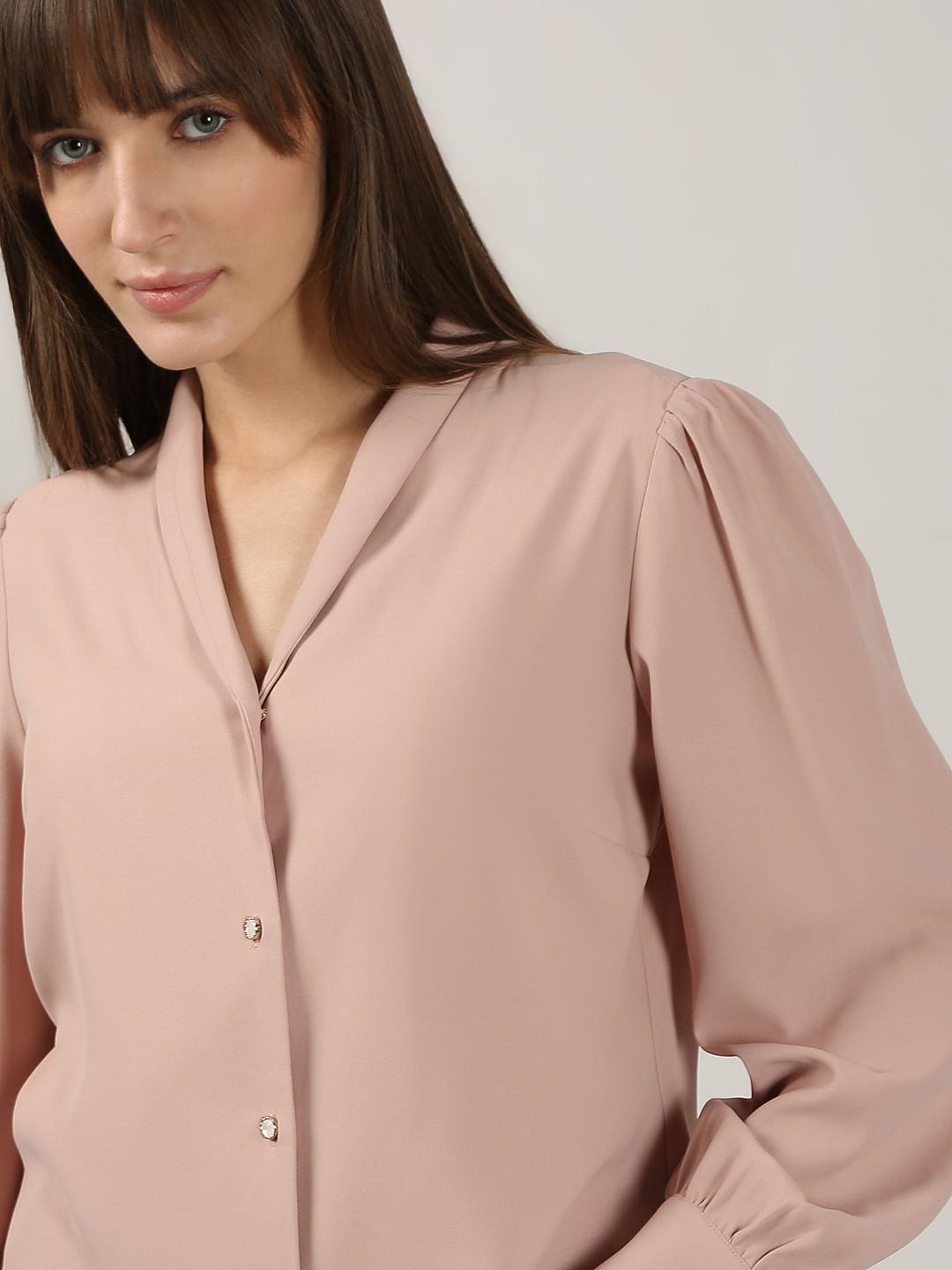 Pink Shawl Collar Shirt